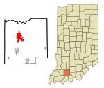 Dubois County Indiana Incorporated and Unincorporated areas Jasper Highlighted